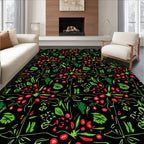 Whimsical Berry and Leaf Collage Rug