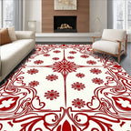 Crimson Floral Court Medallion Rug