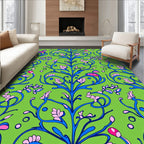 Whimsical Pink Floral Vine Rug