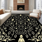 Whimsical Gnome Forest Cream Black Rug