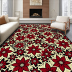 Crimson Floral Filled Backdrop Rug