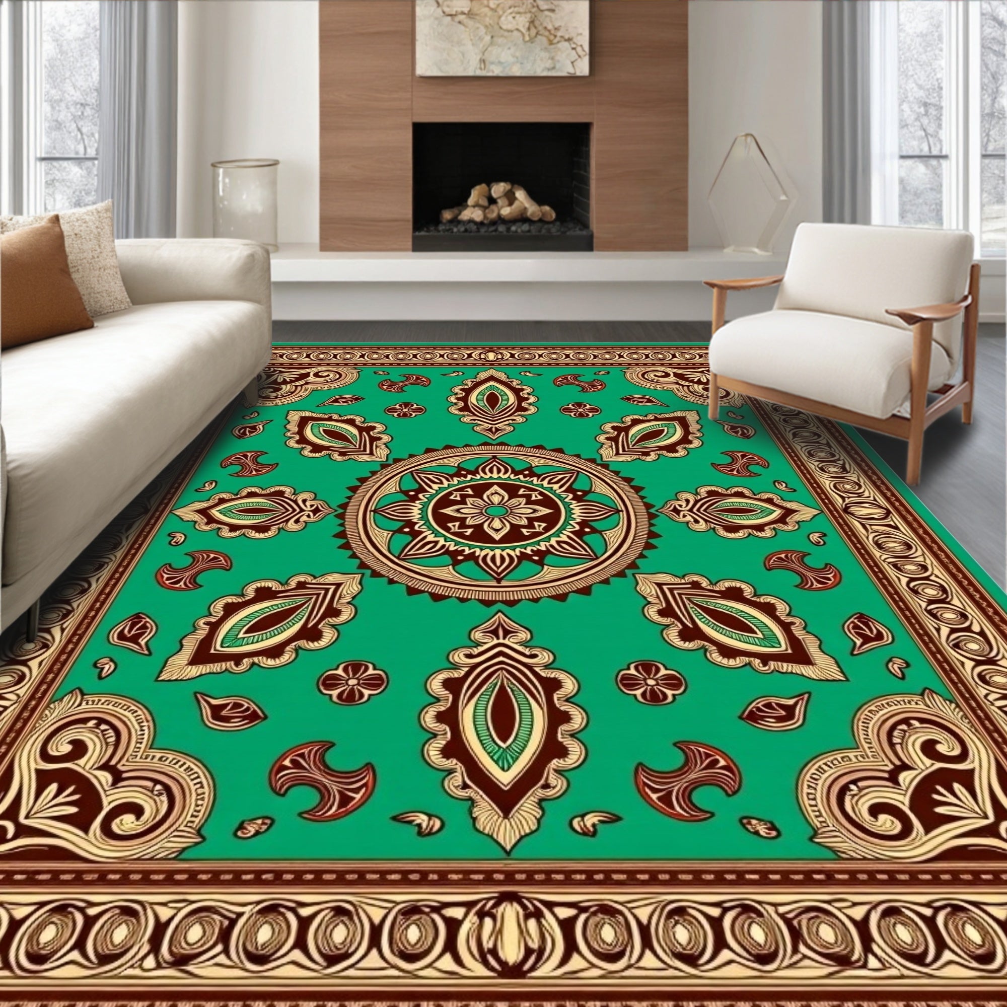 Emerald Jade Medallion Ornamental Rug