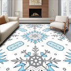 Cool Blue Snowflake Geometric Tile Rug