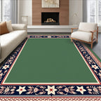 Green Deep Blue Floral Star Medallion Rug