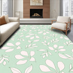 Soft Pink Foliage Mint Background Rug