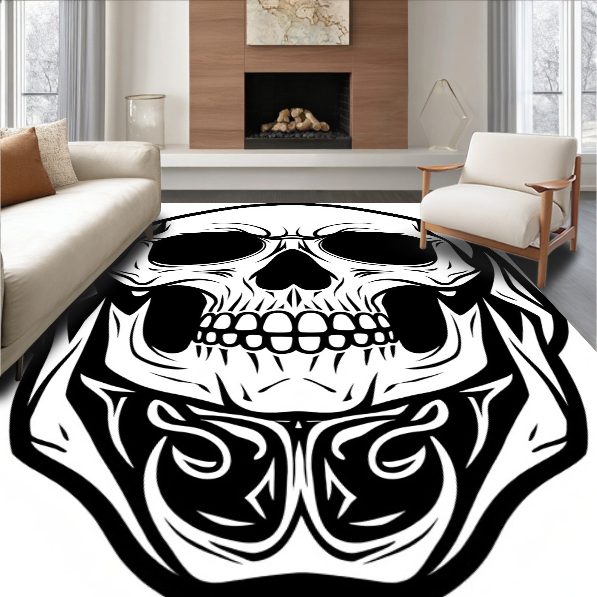 Dark Gothic Tribal Skull Rug