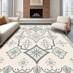 Classic Gray Floral Medallion Symmetry Rug