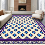 Ivory Blue Star Medallion Bordered Rug
