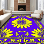 Vibrant Yellow Floral Garden Border Rug