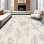 Botanical Line Art Floral Cream Rug