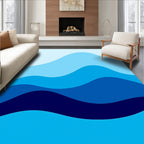 Deep Blue Wave Layered Rug