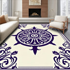 Deep Violet Wheel Floral Corner Rug