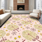 Golden Pine Sprigs Snowflake Stars Rug