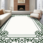 Deep Emerald Vine Scroll Frame Rug