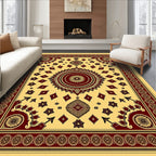 Maroon Medallion Sunburst Cream Rug