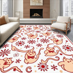 Red Bow Tie Cats Snowflake Whimsical Rug