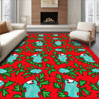 Whimsical Blue Creature Green Holly Rug