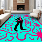Bold Pink Whimsical Waves Mint Rug