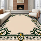 Dark Green Golden Floral Border Rug