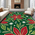 Christmas Poinsettia Garland Botanical Rug