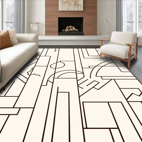 Abstract Cream Geometric Arch Rectangles Rug