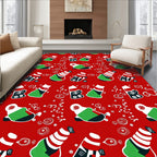 Crimson Red Festive Christmas Stocking Rug