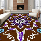 Rich Brown Purple Floral Medallion Rug