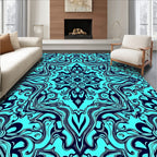Aqua Blue Art Nouveau Swirl Rug