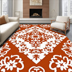 Terracotta White Floral Medallion Medley Rug