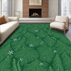 Emerald Green Pine Snowflakes Rug