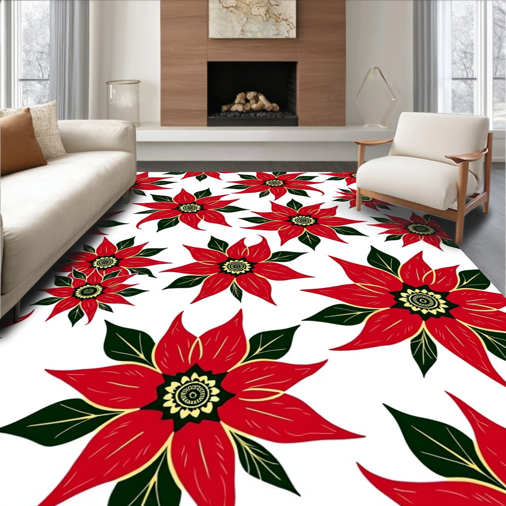 Bold Red Floral Medallion Repeat Rug