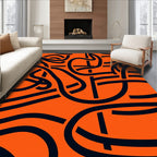 Tangy Orange Intertwined Lines Rug
