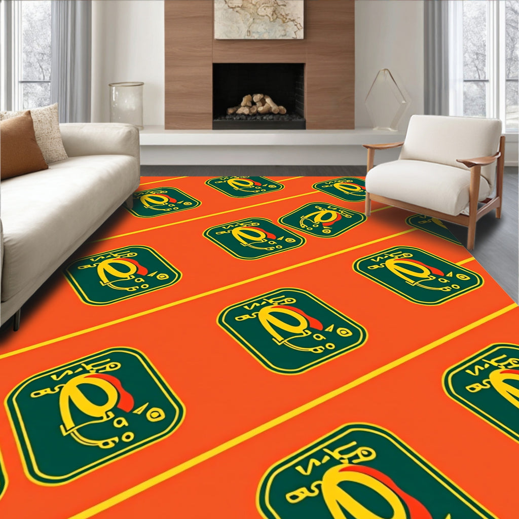 Retro Yellow Abstract Geometric Collage Rug