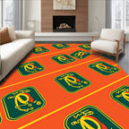 Retro Yellow Abstract Geometric Collage Rug