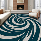 Deep Teal Swirling Spiral Rug
