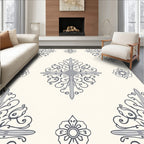 Cream Gray Floral Paisley Medallion Rug