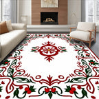 Traditional Holly Berry Festive Frame Rug