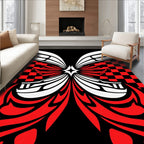 Bold Red Black Winged Checker Rug