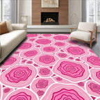 Pink Roses Scatter Abstract Rug