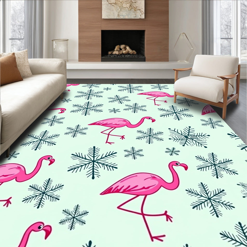 Pink Flamingo Snowflake Infatuation Rug
