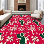 Crimson Snowflakes and Figures Rug