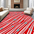 Red White Swirl Starburst Streamer Rug