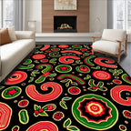 Whimsical Red Green Swirl Garland Rug