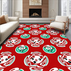 Retro Whimsical Clown Red Green Rug