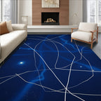 Deep Blue Celestial Abstract Lines Rug