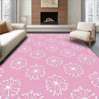 White Floral Mandala Pink Background Rug
