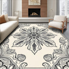 Intricate Ivory Floral Mandala Rug