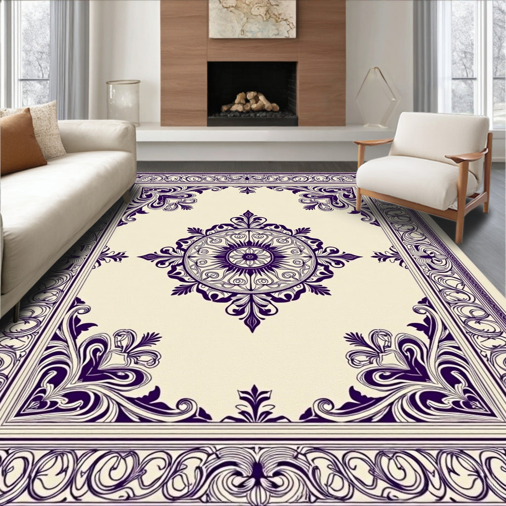 Deep Plum Ornate Central Medallion Rug
