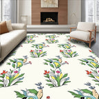 Whimsical Green Earth Botanical Cluster Rug