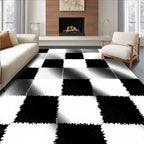 Monochrome Checkerboard Square Gradient Rug